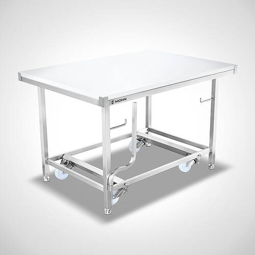 Please note that the illustration shows the Fold-out wheelbase fitted to a universal table, type UTFI, as an example
