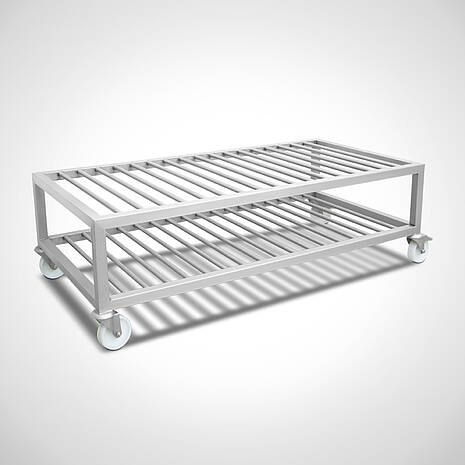 Draining trolley made of round steel construction, suitable for machine parts or containers, for example | Mohn GmbH 