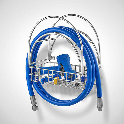 Stainless steel hose holder with storage basket, type SH-B, item no. 40.00.00.12 