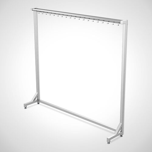 Work coat hook rail with stainless steel stand, type KHL-S 1x20 standard, art. no. 18.00.04.13 