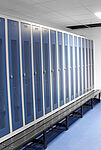 Locker cabinets made of powder-coated sheet steel with bench underneath, ID 18-63698 