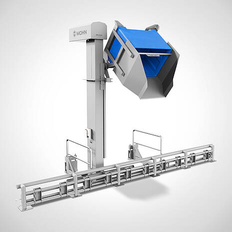 Lifting and tilting system for Paloxes with guide rail Special solution | Mohn GmbH 