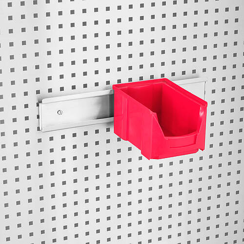 Halteschiene für Sichtlagerkasten Typ HSK 450, 450 mm lang, Art.-Nr. 44.20.04.12 