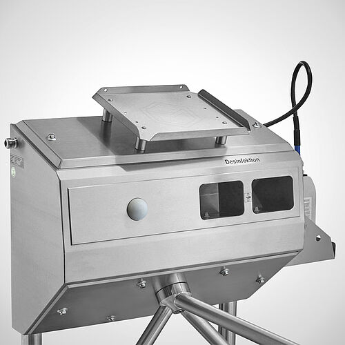 Document holder type DA-IV, art. no. 18.00.03.92 mounted with optional special holder on hand disinfection machines 