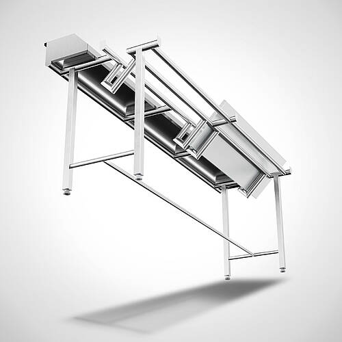 Stufenarbeitstisch Higline Typ SAD-H 240-70 mit 3-seitiger Aufkantung und Unterbau in H-Form Verstrebung, Art.-Nr. 33.00.04.12 