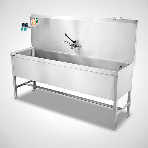 Teilewaschplatz mit 4 Standfüßen Typ TW-G-S 200/59 SON mit optionalem Einhebelmischer und Augendusche, 25-60703-11.1
