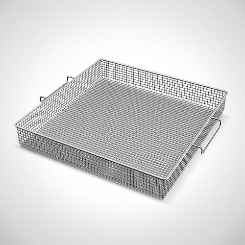 Sieve insert made of stainless steel wire mesh type SES-MD 4-4, height: 99 mm, Art. No. 41.00.00.39, suitable for standard trolleys according to DIN 9797 