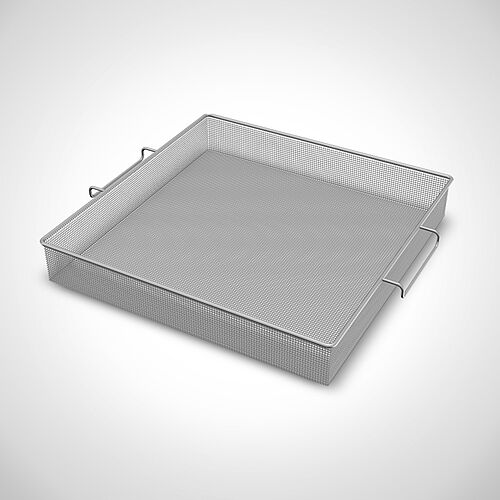 Sieve insert made of stainless steel wire mesh type SES-MD 10-10, height: 100 mm, Art. No. 41.00.00.38, suitable for standard trolleys according to DIN 9797 