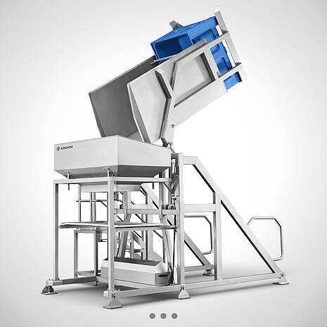 Swing Loader for Big Boxes with double hopper and stand platform | Mohn GmbH