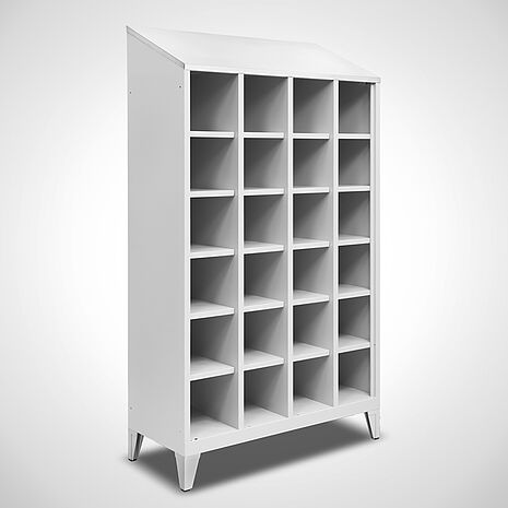 Fächerschrank mit Standfüßen, ohne Türen, 6 Fächer übereinander