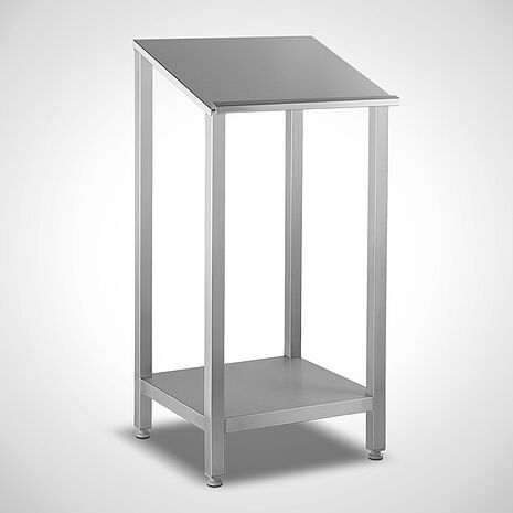 Stainless steel slant-top desk with storage shelf Type SST-B - Mohn Gmbh