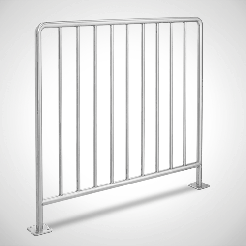 Locking bracket animation: illustration of a retrofit attachment to railings 
