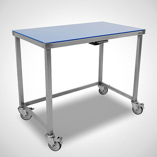 SYSTEM EXAMPLE: Mobile preparation table type AT-U-F with 4 linear units - operated by an electric motor.