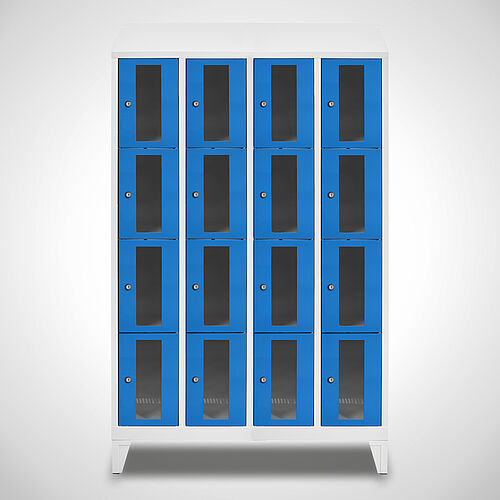 Compartment cupboard with acrylic glass doors Type FSA4-AF-ST-EU 4 compartments with 300 mm compartment width, item no. 46.00.05.36 