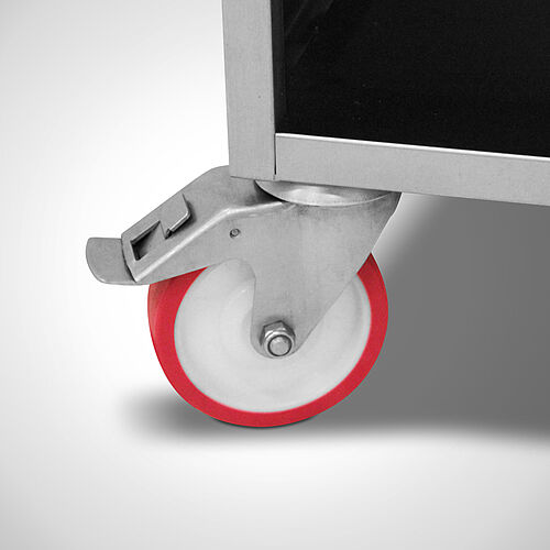 Depot trolley Type ABW-50-80-SON, Detail swivel castor with brake 