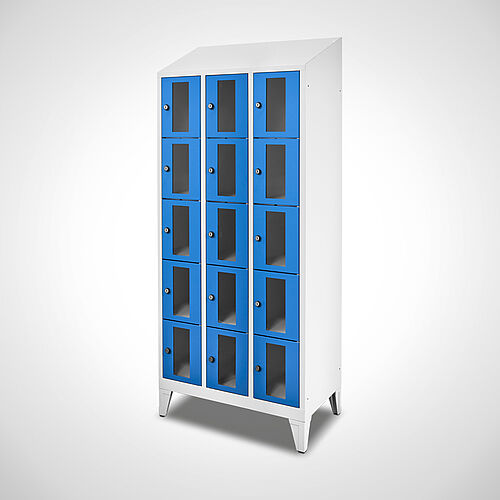 Compartment cupboard with acrylic glass doors Type FSA5-AF-ST-EU 3 compartments with 300 mm compartment width, item no. 46.00.05.54 