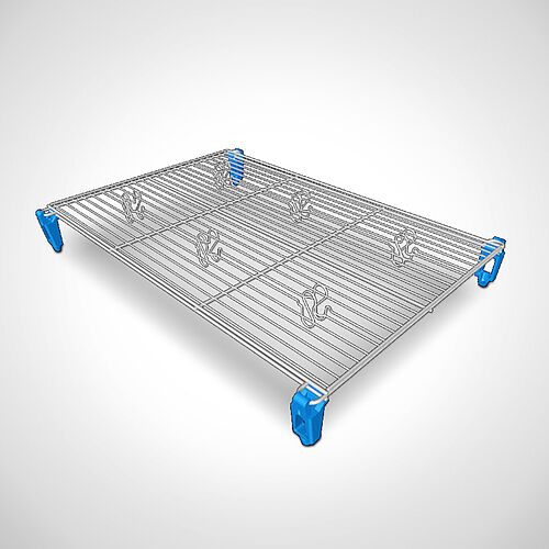 Stackable sieve made of stainless steel with plastic feet 