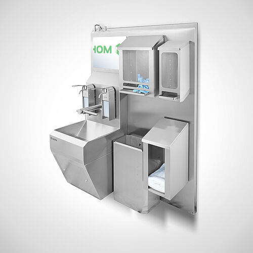 Hygiene wall - custom made - with hand wash basin with integrated Dyon Tap faucet Type HW-HWB-SR-DT 1, ID no. 22-62096 