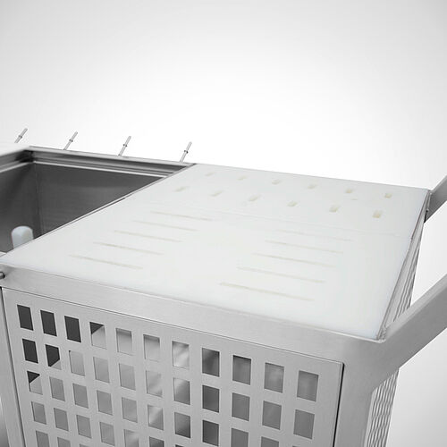 Cutting set/parts service trolley type STSW/1 99-60, Item No. 43.00.00.50 with one perforated sheet tray 