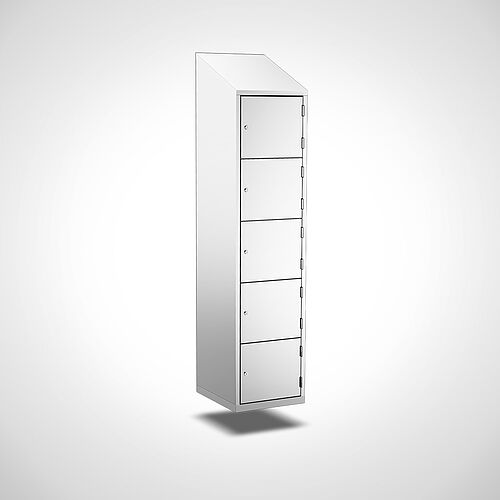 Wall-mounted compartment cupboard with doors made of stainless steel Type FS5-WH-VA-EU-G, 5 compartment with 400 mm compartment width, item no. 45.10.05.41 