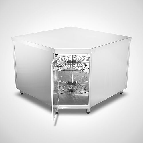 Corner cupboard Type E-AS 120-120 with optional chrome-plated rondel, ID 21-61444 