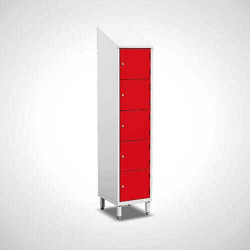 Compartment cupboard made of powder-coated sheet Type FS5-AF-ST-EU-G, 5 compartments in compartment width 400 mm, item no. 45.00.05.51 