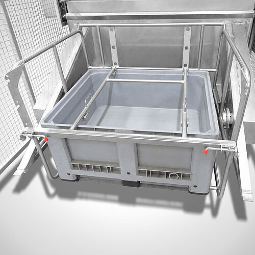 Cabin washing system for plastic pallet boxes, small execution 
