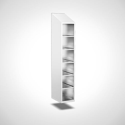 Wall-mounted compartment cupboard without doors made of stainless steel, 6 compartments with compartment width of 300 mm. no. 45.10.06.60 