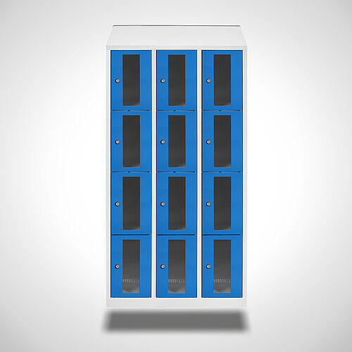 Wall-mounted compartment cupboard with acrylic glass doors Type FSA4-WH-ST-EU 3 compartments with 300 mm compartment width, item no. 46.00.05.24 