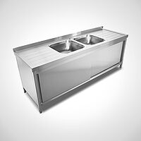 Sink unit cabinet with sliding doors Type SPS-2B (Drip-off surface area on the right and on the left) 