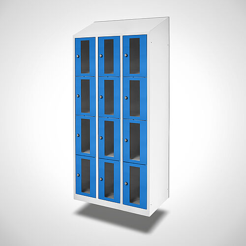 Wall-mounted compartment cupboard with acrylic glass doors Type FSA4-WH-ST-EU 3 compartments with 300 mm compartment width, item no. 46.00.05.24 