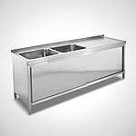 Sink unit cabinet with sliding doors Type SPS-2B (Drip-off surface area on the right) 