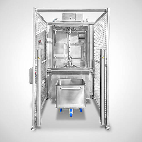 Cabin washing system Type KWA-200 for bin trolleys with safety fence, item no. 11.10.02.70 
