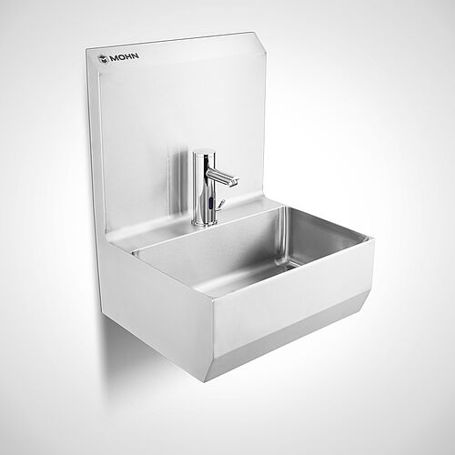 Edelstahl-Handwaschbecken mit berührungsloser Infrarot Sensorarmatur Typ HWB-HL 1/G + ISA-1, Art.-Nr. 12.00.12.52 
