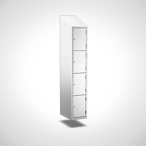 Wall-mounted compartment cupboard with doors made of stainless steel Type FS4-WH-VA-EU-G, 4 compartments with 300 mm compartment width, art. no. 45.10.05.20 
