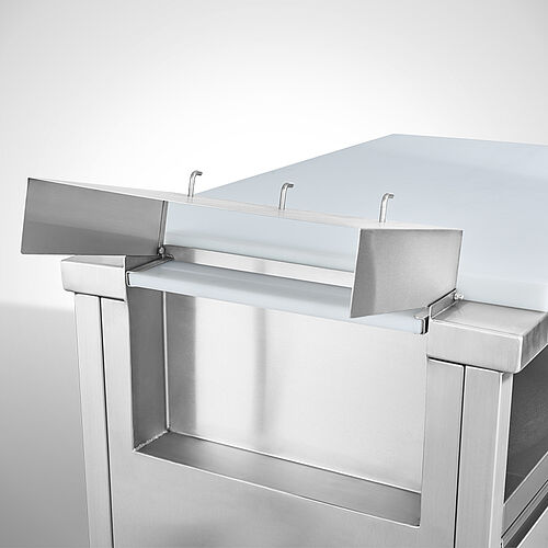 Drawer cabinet made of stainless steel with knife holder and plastic cutting plate (HDPE) Type K-SCS-SON 100-60, item no. 20.00.11.13 