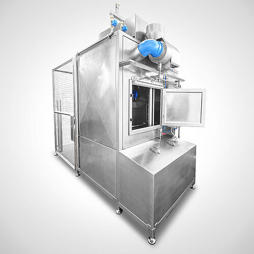Cabin washing system Type KWA-200 for bin trolleys with safety fence, item no. 11.10.02.70 