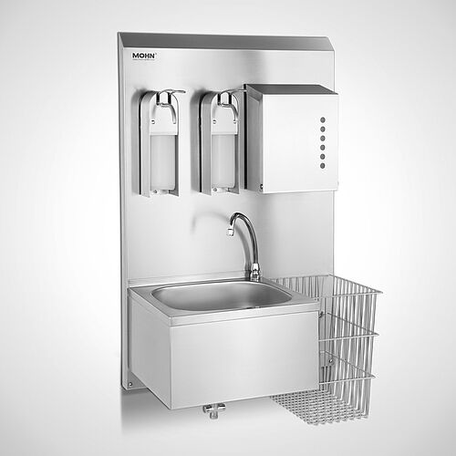Hygiene wall with knee-operated wash basin Type HW-K, art. no. 11.00.01.18 