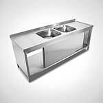 Sink unit cabinet with sliding doors Type SPS-2B (Drip-off surface area on the right and on the left) 