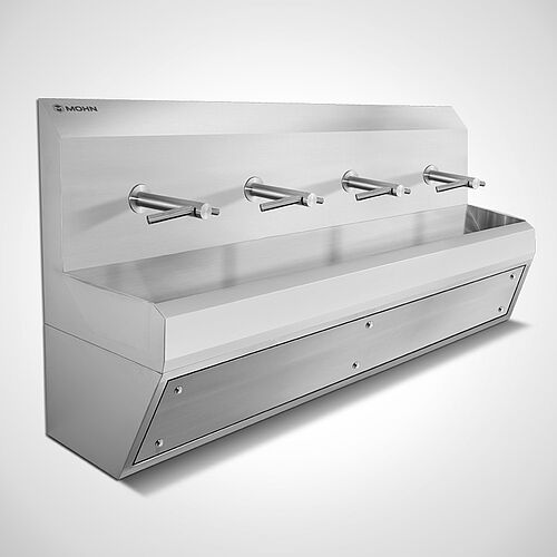 Edelstahl-Handwaschrinne, wandhängend Typ WR-SRW-DT 4/24V mit Dyson-Tap Armatur 