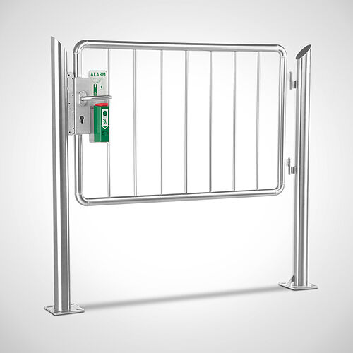 Stainless steel handrail gate type GT-III-1000 Left suitable for escape routes with door guard, Art. no. 39.00.10.07