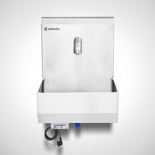 Hand wash basin with sensor outlet tap Type HWB-HL 1, art. no. 12.00.01.61 with optional Siemens Logo control unit 
