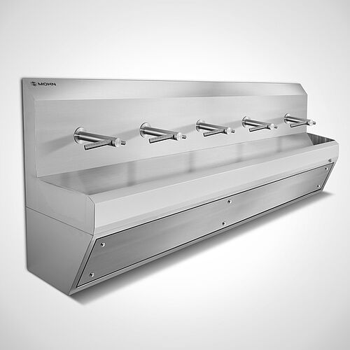 Edelstahl-Handwaschrinne, wandhängend Typ WR-SRW-DT 5/24V mit Dyson-Tap Armatur 