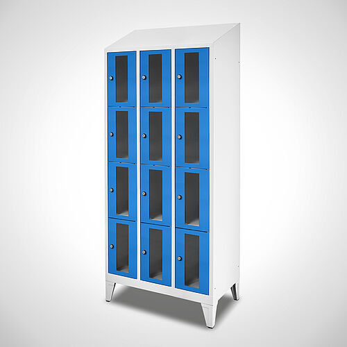 Compartment cupboard with acrylic glass doors Type FSA4-AF-ST-EU 3 compartments with 300 mm compartment width, item no. 46.00.05.34 