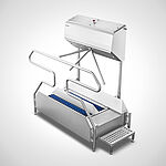Pass-through sole cleaning machine Type Sole-Star-1500-R-Highline with electrical turnstile Type DK-E-1200-Highline 