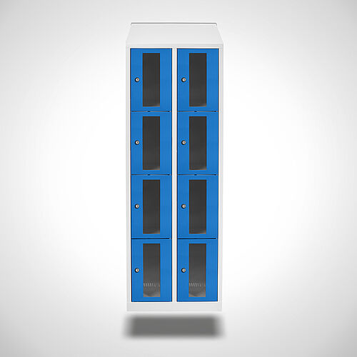 Wall-mounted compartment cupboard with acrylic glass doors Type FSA4-WH-ST-EU 2 compartments with 300 mm compartment width, item no. 46.00.05.22 