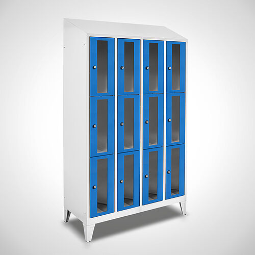 Compartment cupboard with acrylic glass doors Type FSA3-AF-ST-EU 4 compartments with 300 mm compartment width, item no. 46.00.05.16 