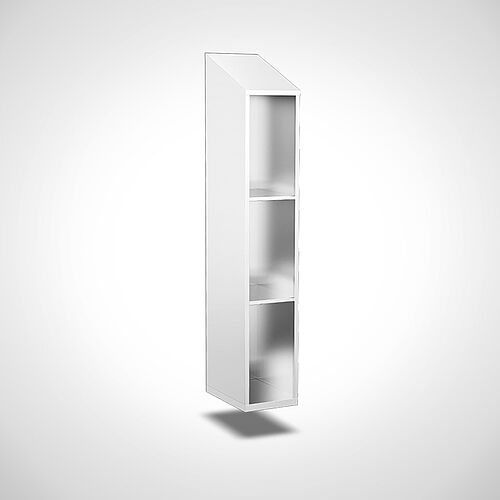 Wall-mounted compartment cupboard without doors made of stainless steel, 3 compartments with 300 mm compartment width, item no. 45.10.06.00 