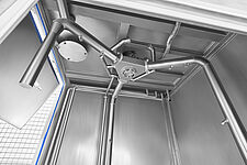 Cabin washing system Type KWA-300, upper nozzle system as seen from the side maintenance door 