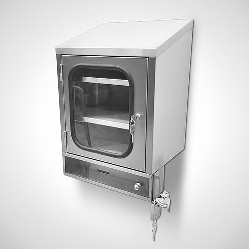 Lockout-Tagout- locks cabinet, front hinged door closed 